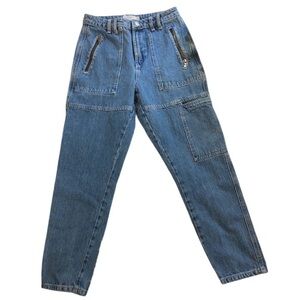 Topshop Mom Jeans Zipper Pockets Utility Style Size 28